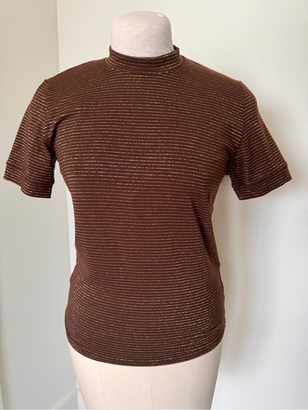 Reformation Brown Metallic-Stripe Top